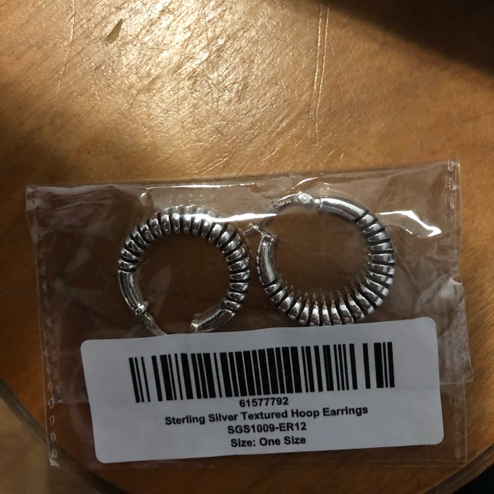 Sterling silver lightweight textured hoops